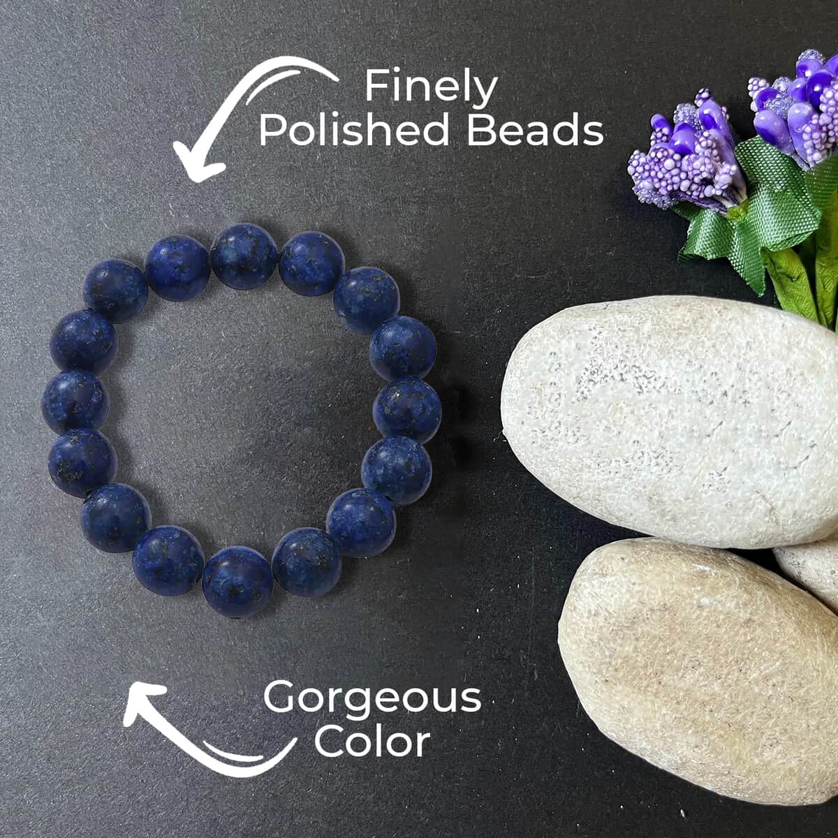 Lapis Lazuli Beaded Stretch Bracelet 150.00 ctw, Adjustable Beads Bracelet, Beads Jewelry, Stretchable Bracelet image number 1