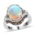 Premium Ethiopian Welo Opal, Natural Champagne and White Diamond Ring in Rhodium and Platinum Over Sterling Silver (Size 9.0) 3.35 ctw image number 0