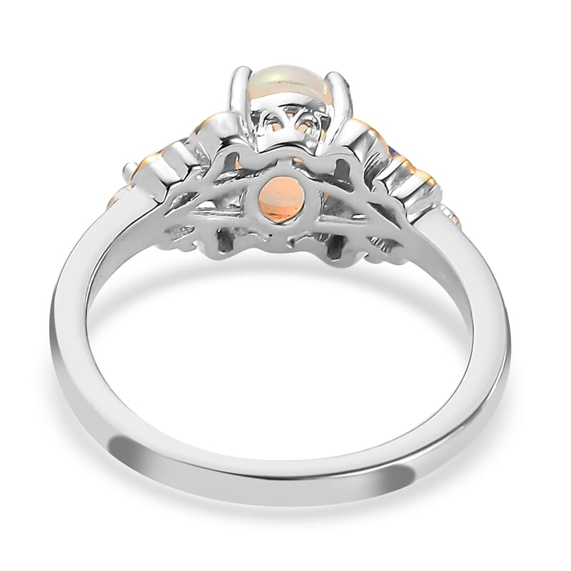 Premium Ethiopian Welo Opal and Tanzanite Ring in Vermeil Yellow Gold and Platinum Over Sterling Silver (Size 10.0) 1.10 ctw