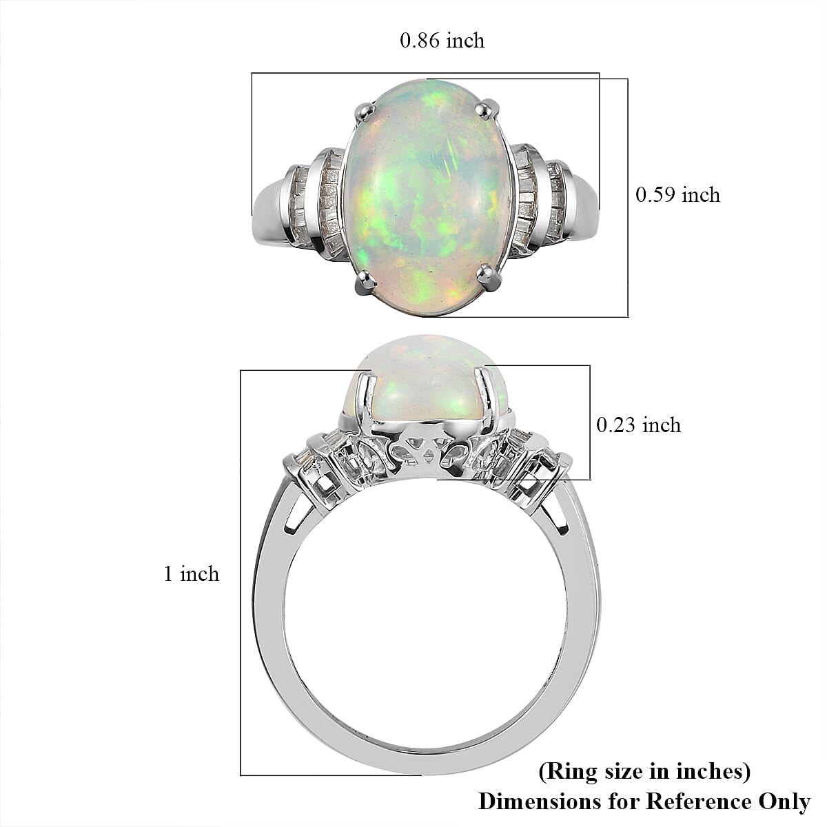 Premium Ethiopian Welo Opal and Diamond Ring in Platinum Over Sterling Silver (Size 10.0) 3.40 ctw