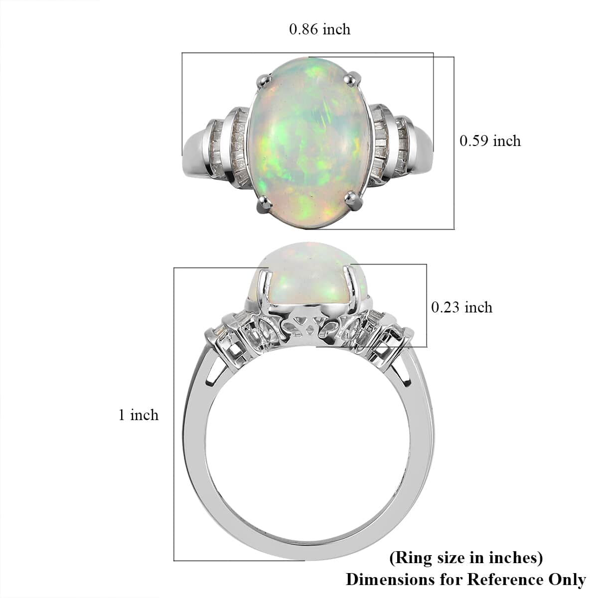 Ethiopian Welo Opal and Diamond Ring in Platinum Over Sterling Silver (Shipped in 5-7 Business Days) 4.10 ctw image number 5