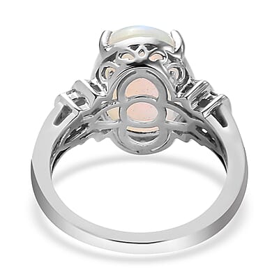 Premium Ethiopian Welo Opal and Diamond Ring in Platinum Over Sterling Silver (Size 7.0) 3.40 ctw