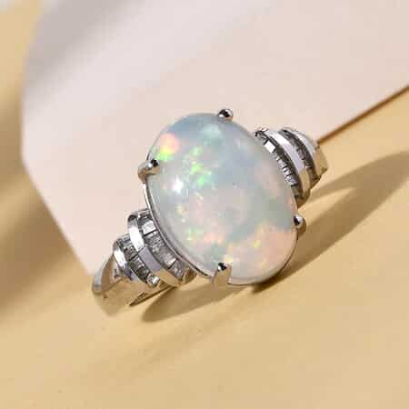 Premium Ethiopian Welo Opal and Diamond Ring in Platinum Over Sterling Silver (Size 9.0) 3.40 ctw image number 1