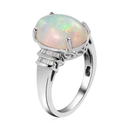 Premium Ethiopian Welo Opal and Diamond Ring in Platinum Over Sterling Silver (Size 9.0) 3.40 ctw image number 3