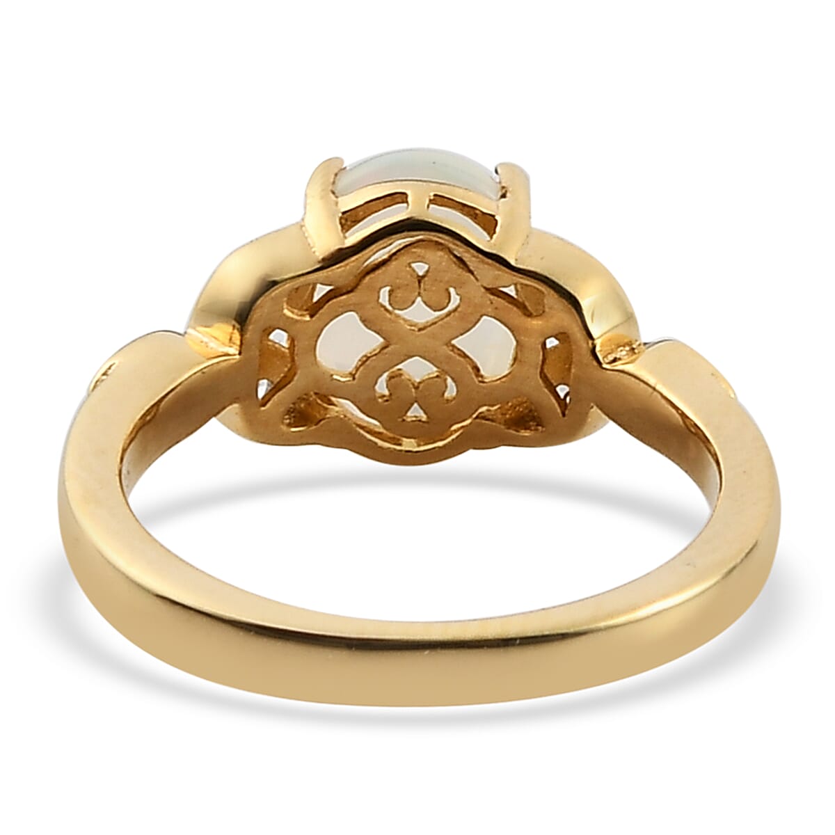 Ethiopian Welo Opal and Natural White Zircon Ring in Vermeil Yellow Gold Over Sterling Silver (Shipped in 5-7 Business Days) 1.25 ctw image number 4