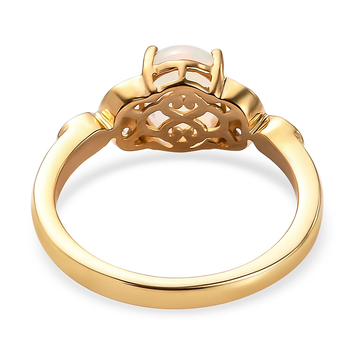 Premium Ethiopian Welo Opal and Natural White Zircon Ring in Vermeil Yellow Gold Over Sterling Silver (Size 7.0) 1.35 ctw image number 4