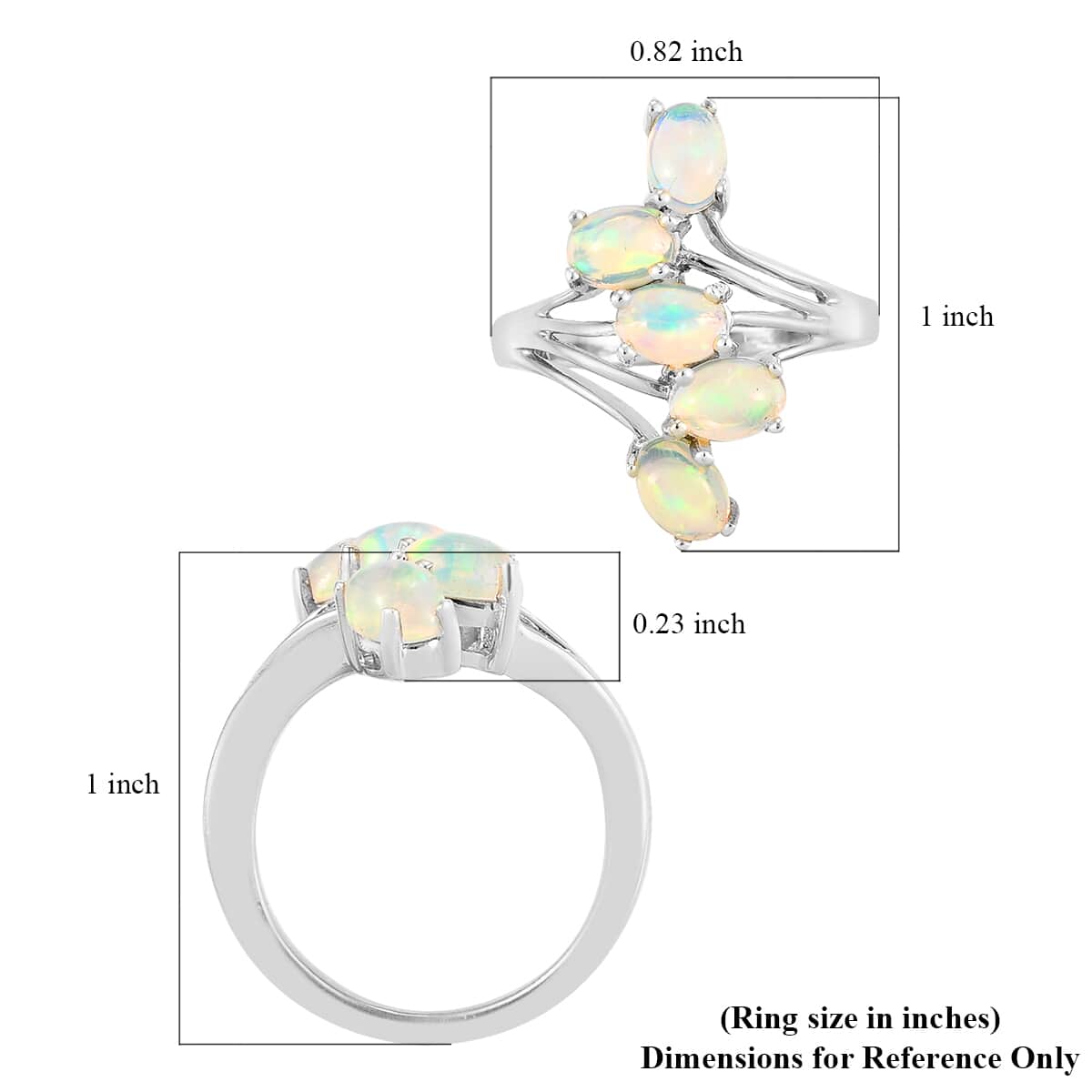 Ethiopian Welo Opal 5 Stone Ring in Platinum Over Sterling Silver (Shipped in 4-5 Business Days) 1.50 ctw image number 5