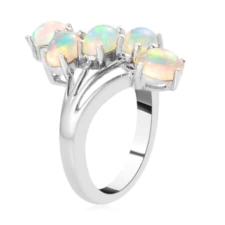 Premium Ethiopian Welo Opal 5 Stone Ring in Platinum Over Sterling Silver (Size 7.0) 1.50 ctw image number 3