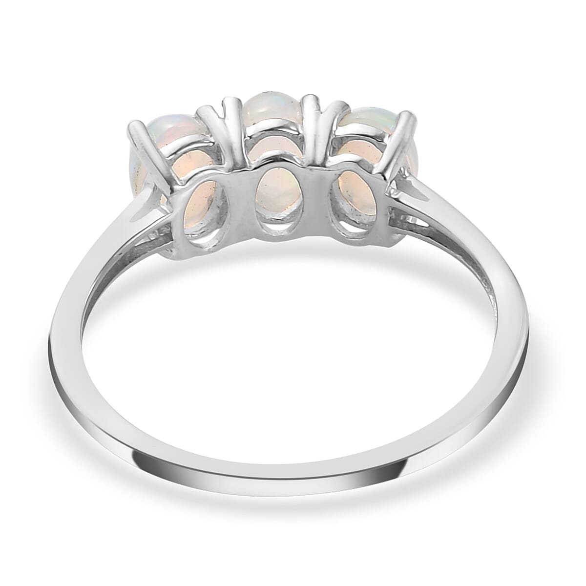 Ethiopian Welo Opal 3 Stone Ring in Platinum Over Sterling Silver (Size 5.0) 0.85 ctw image number 4
