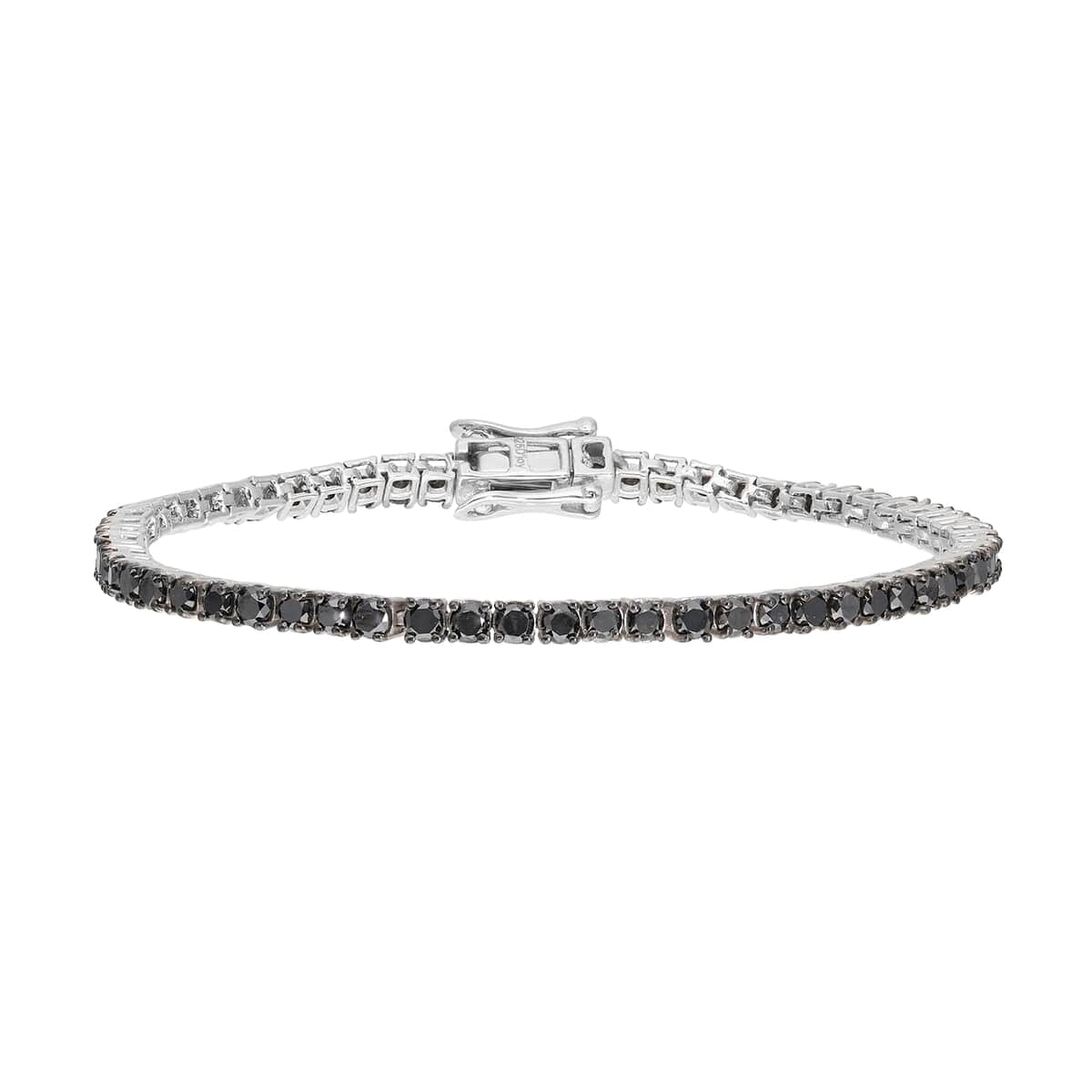 Black Diamond Tennis Bracelet in Platinum Over Sterling Silver (7.50 In) 8.15 Grams 5.00 ctw image number 0