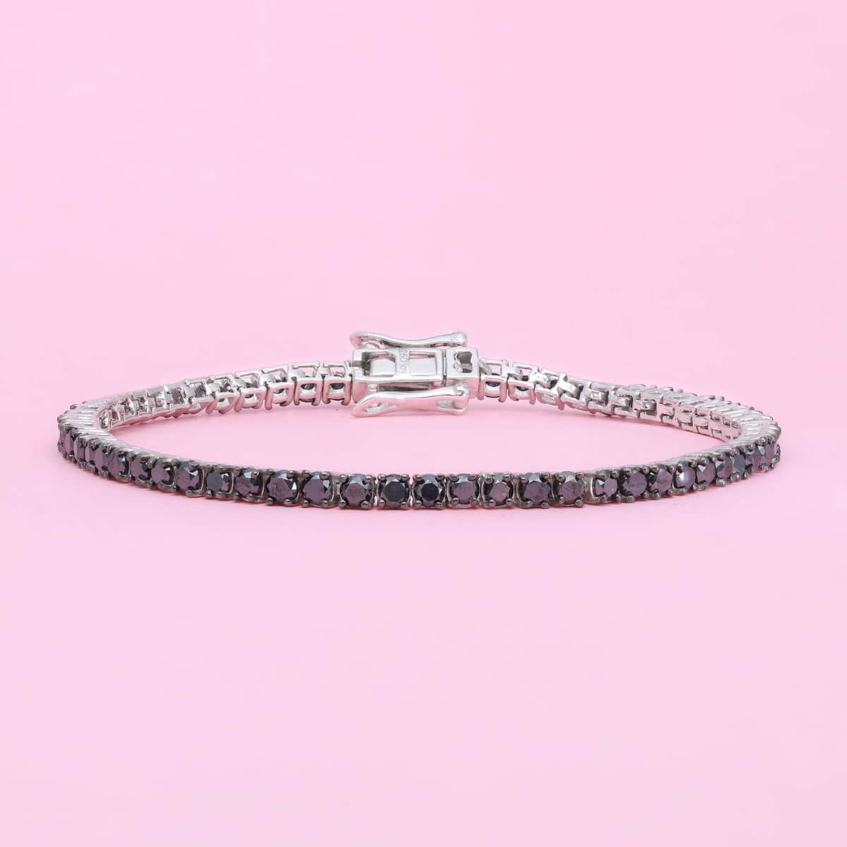 Black Diamond Tennis Bracelet in Platinum Over Sterling Silver (7.50 In) 8.15 Grams 5.00 ctw image number 1