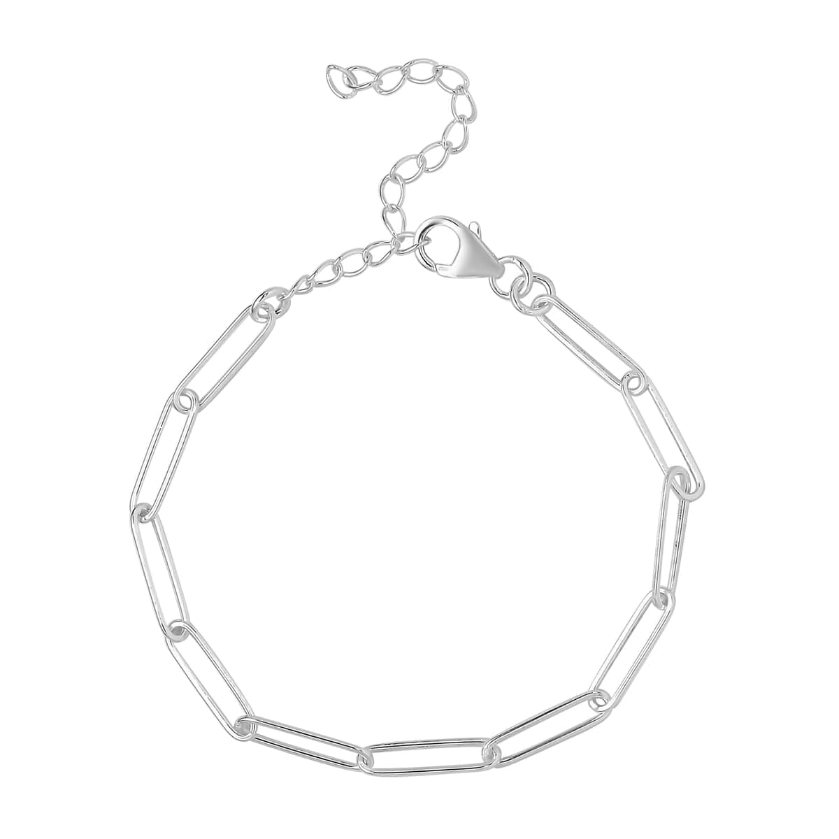 Artisan Crafted Sterling Silver Paper Clip Chain Bracelet (6.5-8.5In) 2.90 Grams image number 0