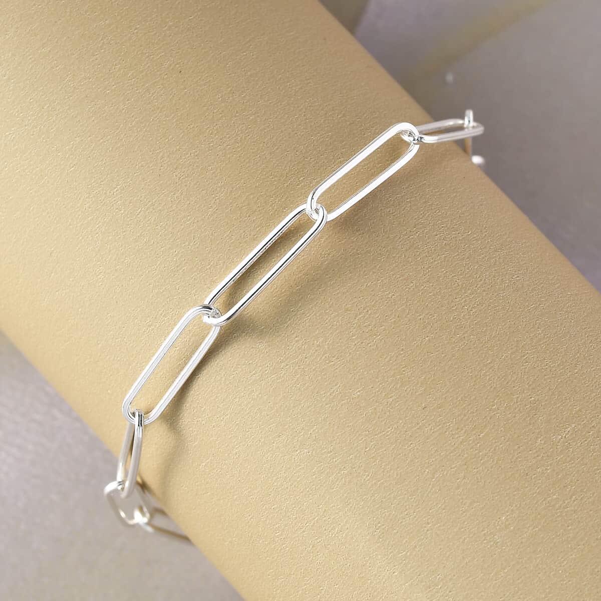 Artisan Crafted Sterling Silver Paper Clip Chain Bracelet (6.5-8.5In) 2.90 Grams image number 1