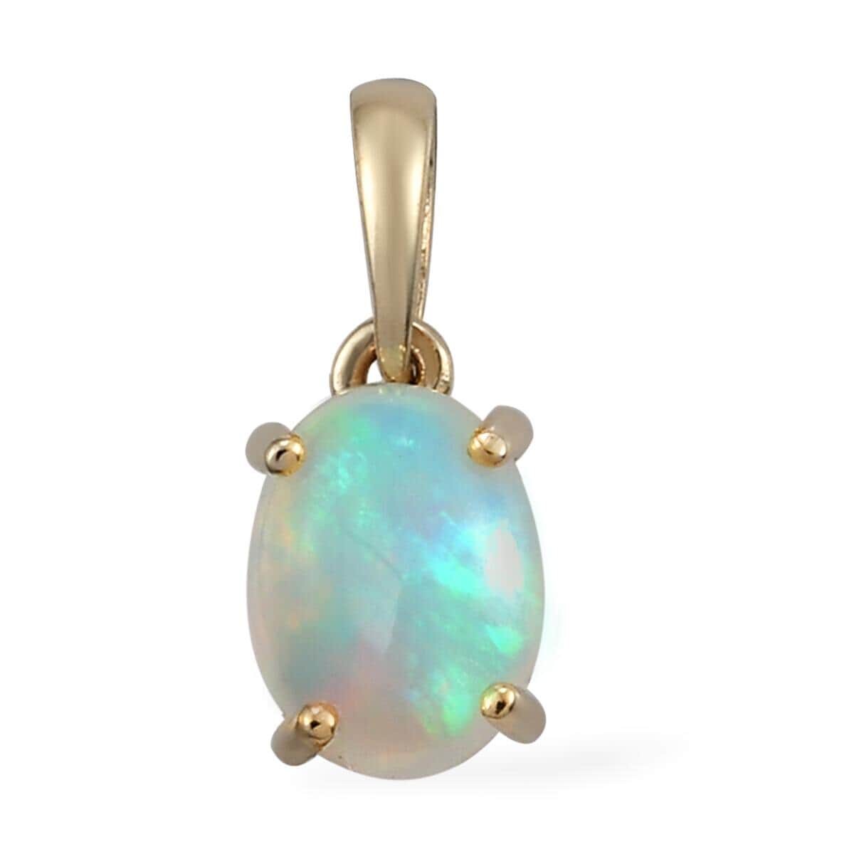 LUXORO 10K Yellow Gold Premium Ethiopian Welo Opal Solitaire Pendant 0.85 ctw image number 0