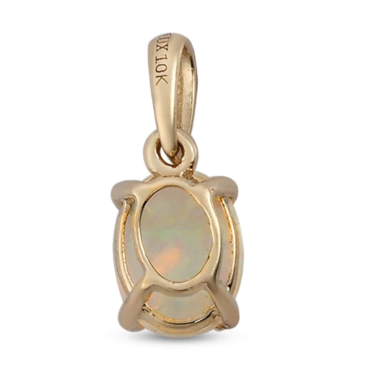 LUXORO 10K Yellow Gold Premium Ethiopian Welo Opal Solitaire Pendant 0.85 ctw image number 3