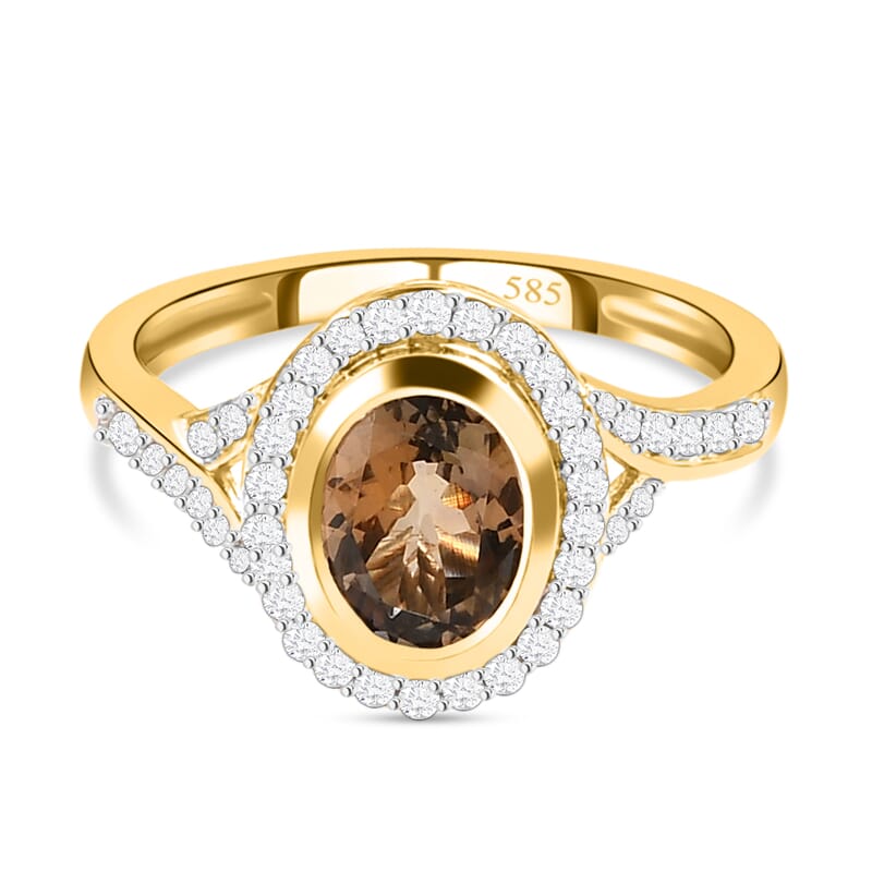 Premium Yellow Tanzanite and Diamond G-H I2-I3 1.60 ctwx Ring in 14K Yellow Gold (Size 11.5)