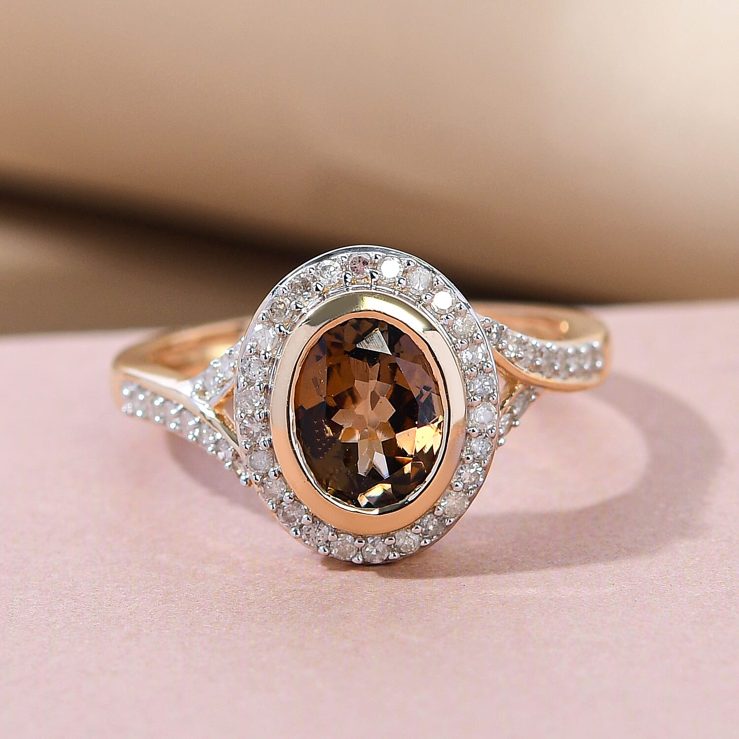 Premium Yellow Tanzanite and Diamond G-H I2-I3 1.60 ctwx Ring in 14K Yellow Gold (Size 11.5)