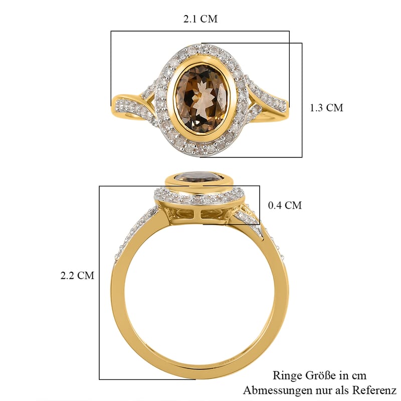 Premium Yellow Tanzanite and Diamond G-H I2-I3 1.60 ctwx Ring in 14K Yellow Gold (Size 11.5)