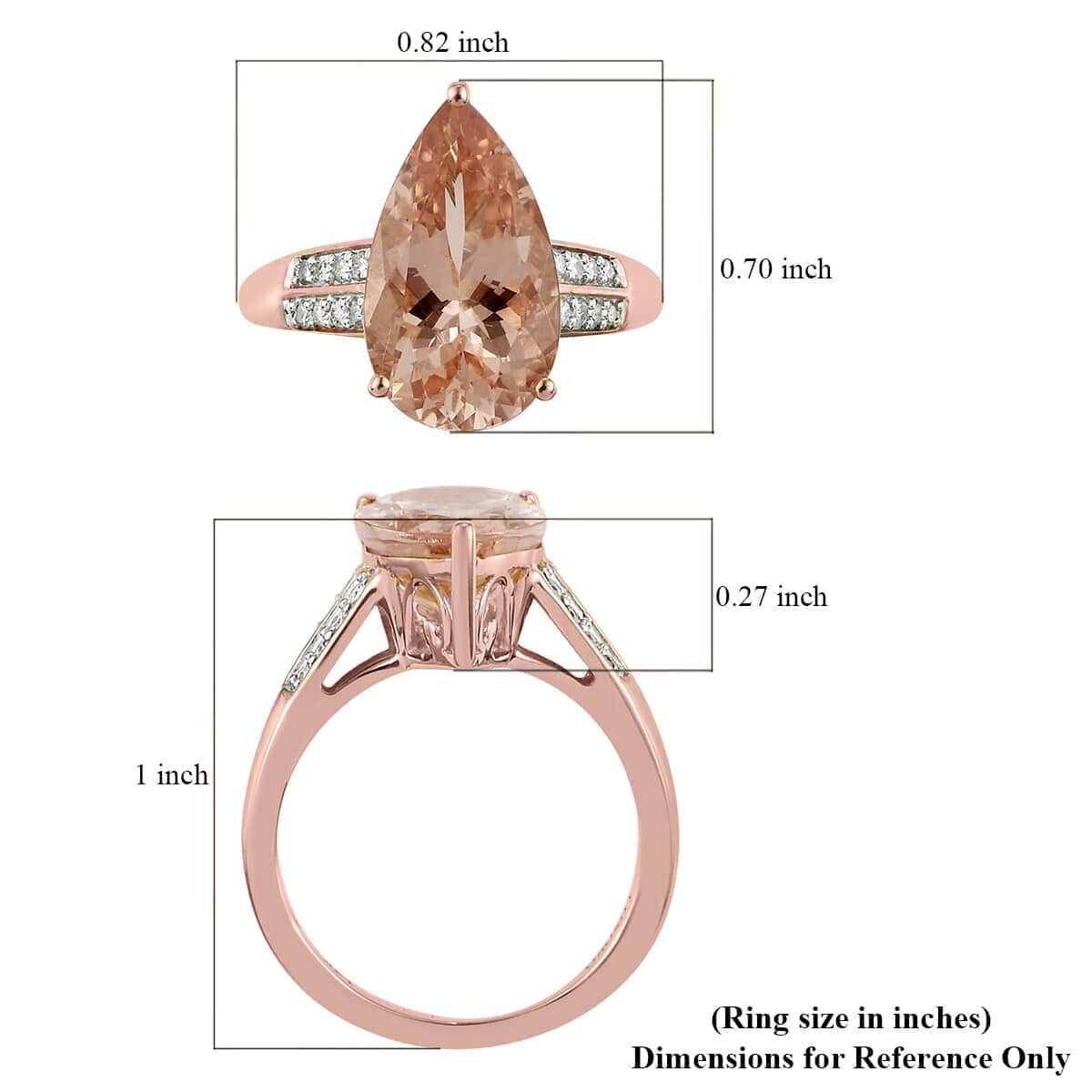 LUXORO 14K Rose Gold AAA Marropino Morganite and G-H I3 Diamond Ring (Size 10.0) 4 Grams 5.25 ctw image number 5