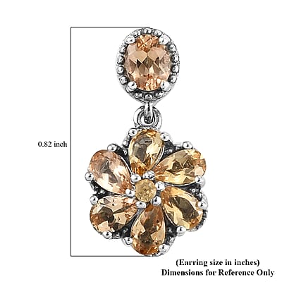 Premium Imperial Topaz Flower Dangle Earrings in Platinum Over Sterling Silver 3.65 ctw