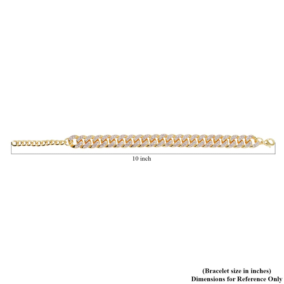 Austrian Crystal Curb Link Bracelet in Goldtone (7.5-9.5In) image number 4