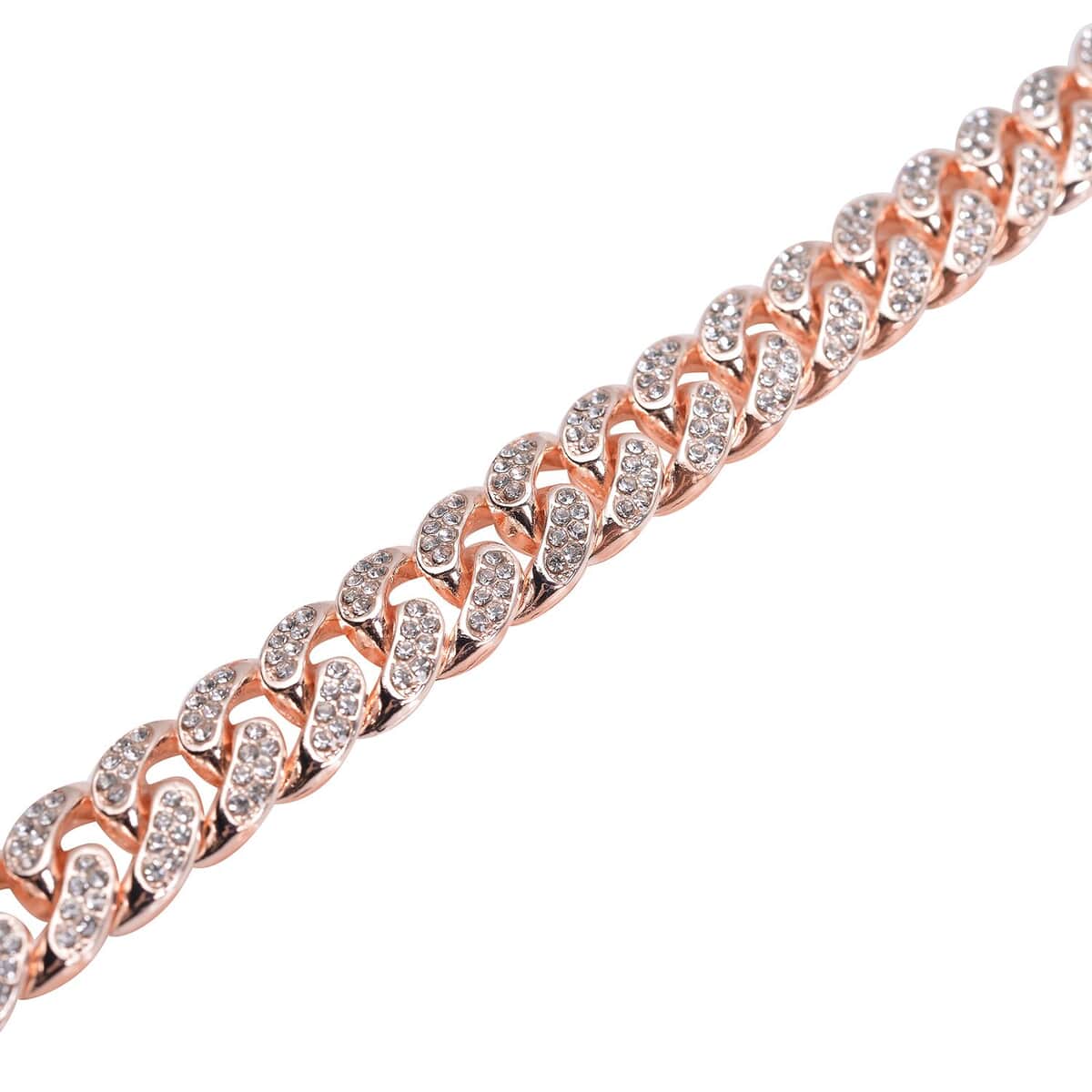 Austrian Crystal Curb Link Bracelet in Rosetone (7.5-9.5In) image number 3