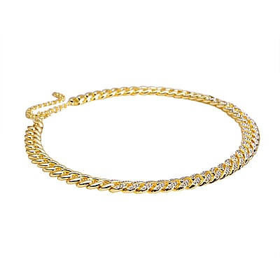 Austrian Crystal Curb Link Necklace 18.5-22.50 Inches in Goldtone