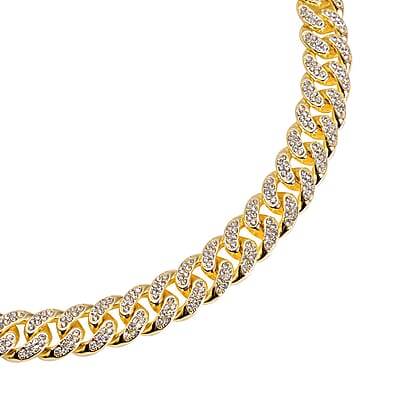 Austrian Crystal Curb Link Necklace 18.5-22.50 Inches in Goldtone