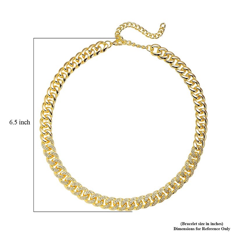 Austrian Crystal Curb Link Necklace 18.5-22.50 Inches in Goldtone