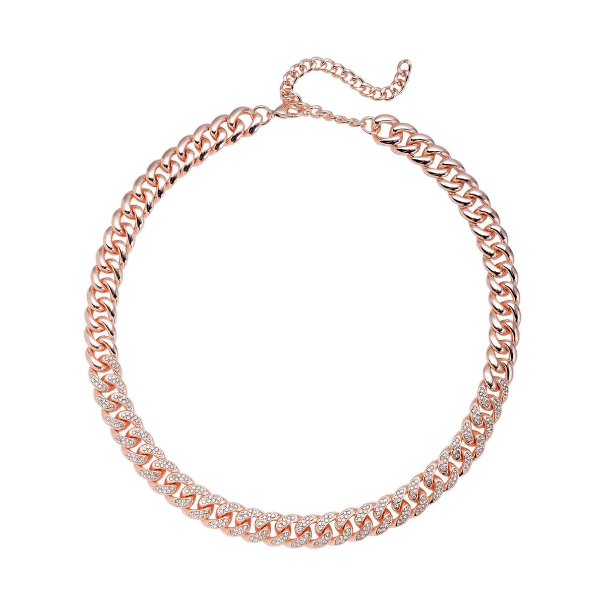Austrian Crystal Curb Link Necklace 18.5-22.50 Inches in Rosetone image number 0