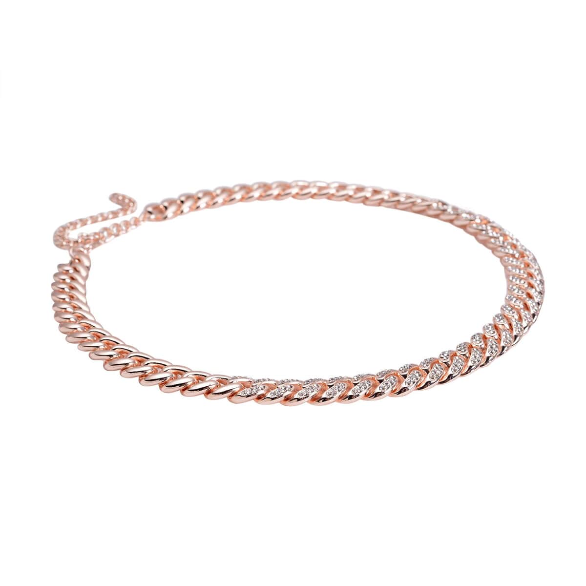 Austrian Crystal Curb Link Necklace 18.5-22.50 Inches in Rosetone image number 1