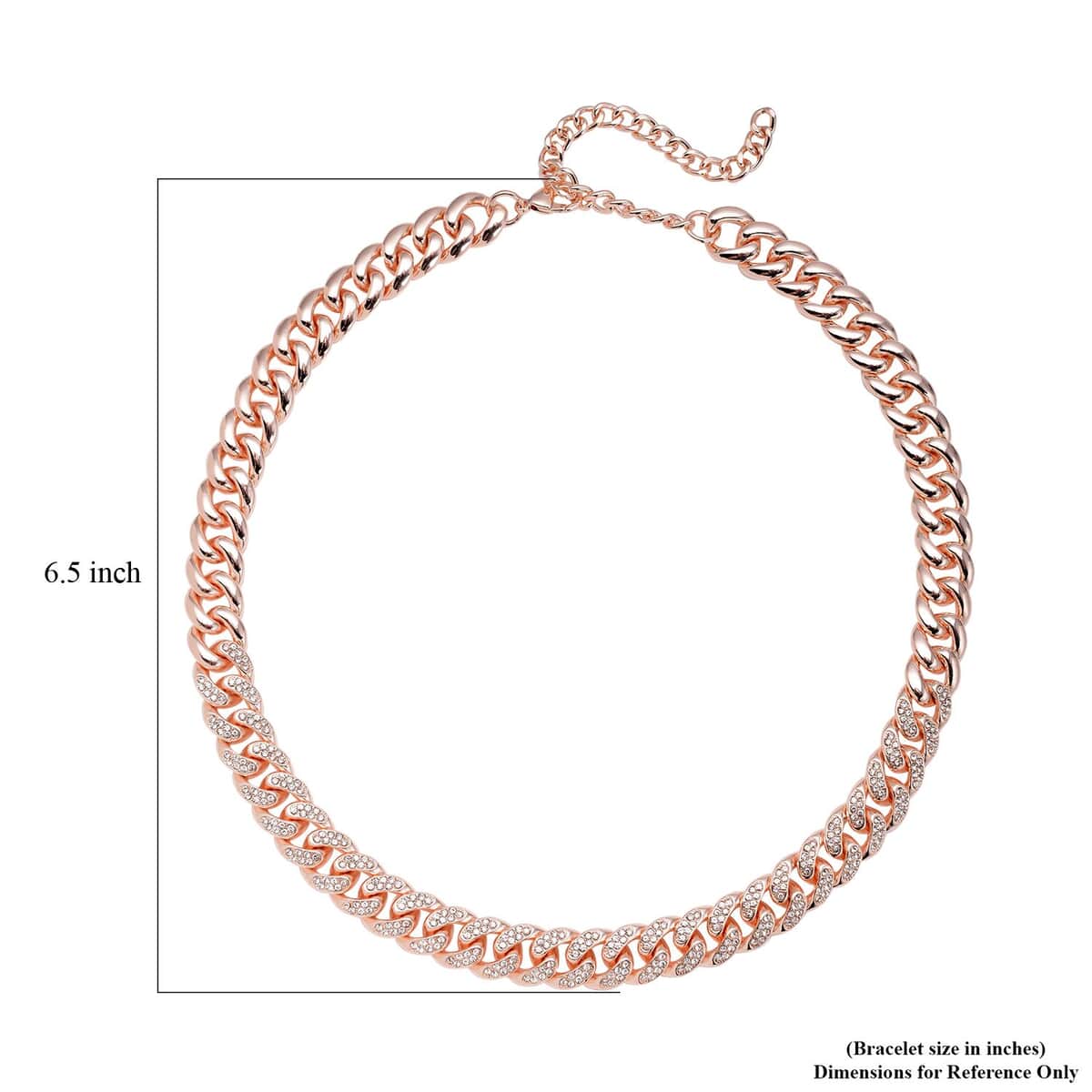 Austrian Crystal Curb Link Necklace 18.5-22.50 Inches in Rosetone image number 3