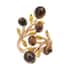 Yellow Tiger's Eye and Champagne Austrian Crystal Leaf Bypass Adjustable Ring in Goldtone (Size 6-9) 2.20 ctw image number 0