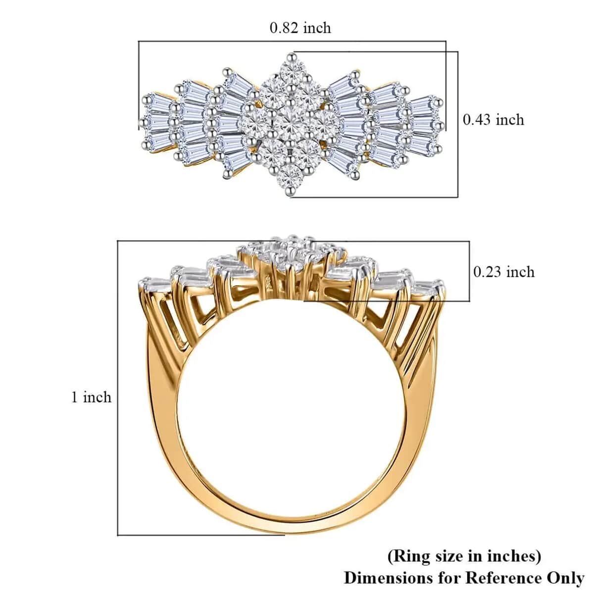 Moissanite Ballerina Ring in Vermeil Yellow Gold Over Sterling Silver (Size  10.0) image number 7