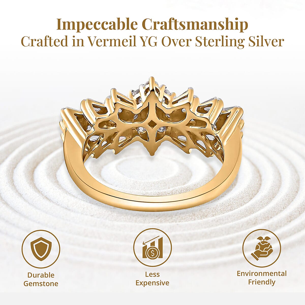 Moissanite Ballerina Ring in Vermeil Yellow Gold Over Sterling Silver (Size  7.0) image number 5
