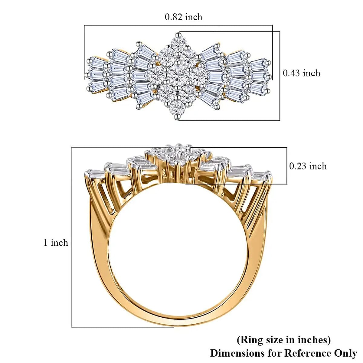 Moissanite Ballerina Ring in Vermeil Yellow Gold Over Sterling Silver (Size  7.0) image number 7
