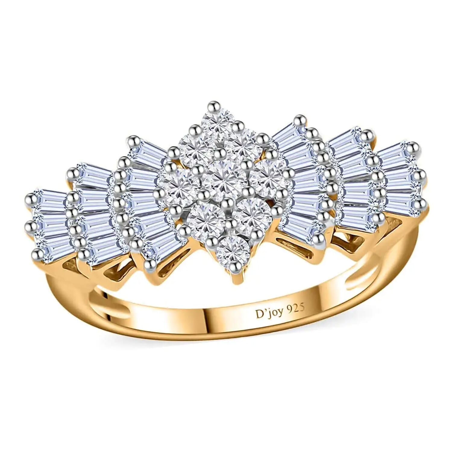 Buy Moissanite Ballerina Ring in Vermeil Yellow Gold Over Sterling Silver Size 8.0 at ShopLC