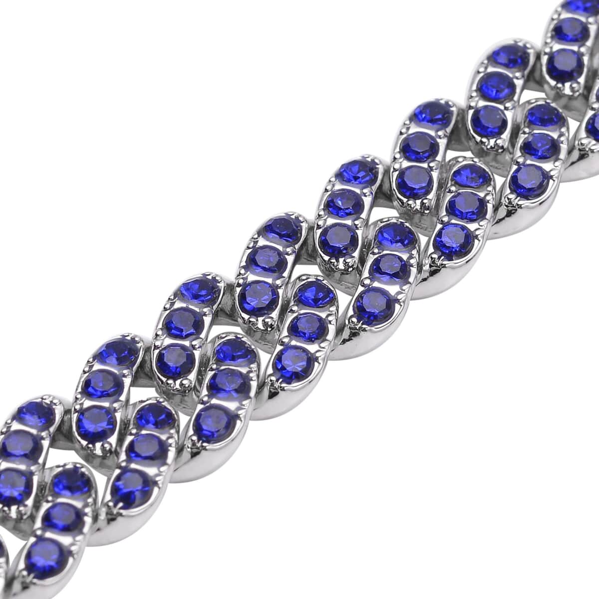 Tanzanite Blue Color Austrian Crystal Bracelet in Silvertone (7.00 In) image number 2
