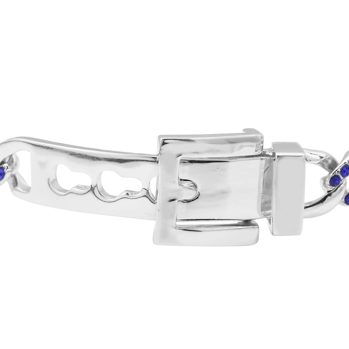 Tanzanite Blue Color Austrian Crystal Bracelet in Silvertone (7.00 In) image number 3