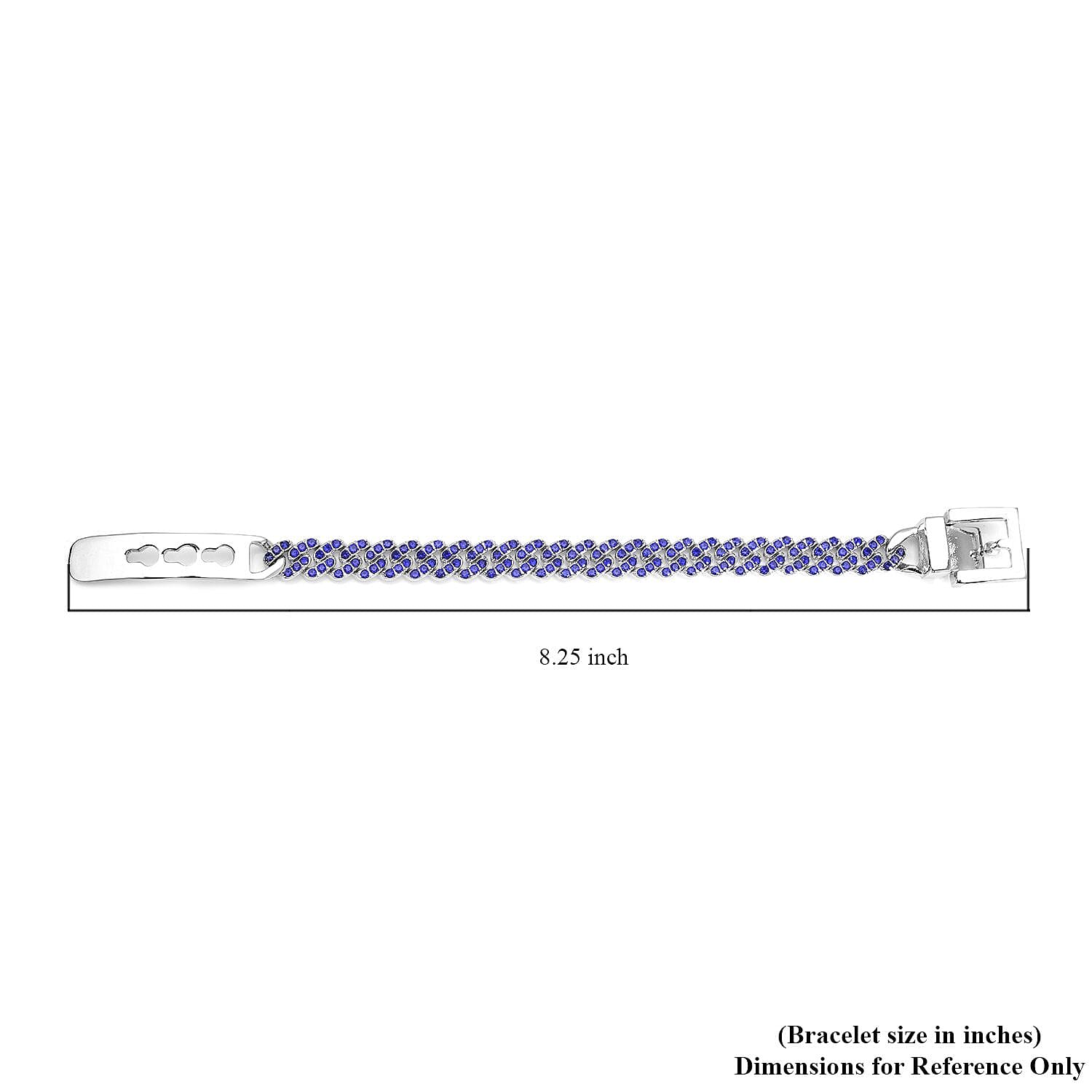 Tanzanite Blue Color Austrian Crystal Bracelet in Silvertone (7.00 In)