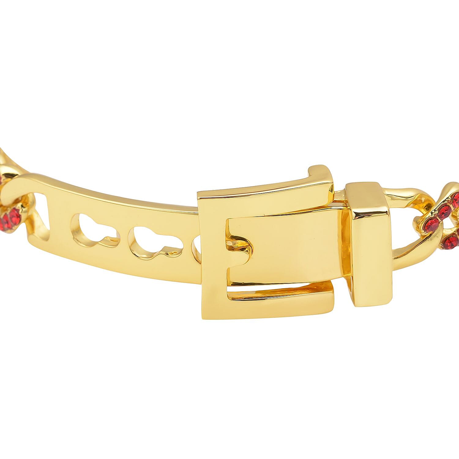 Red Color Austrian Crystal Bracelet in Goldtone (7.00 In)