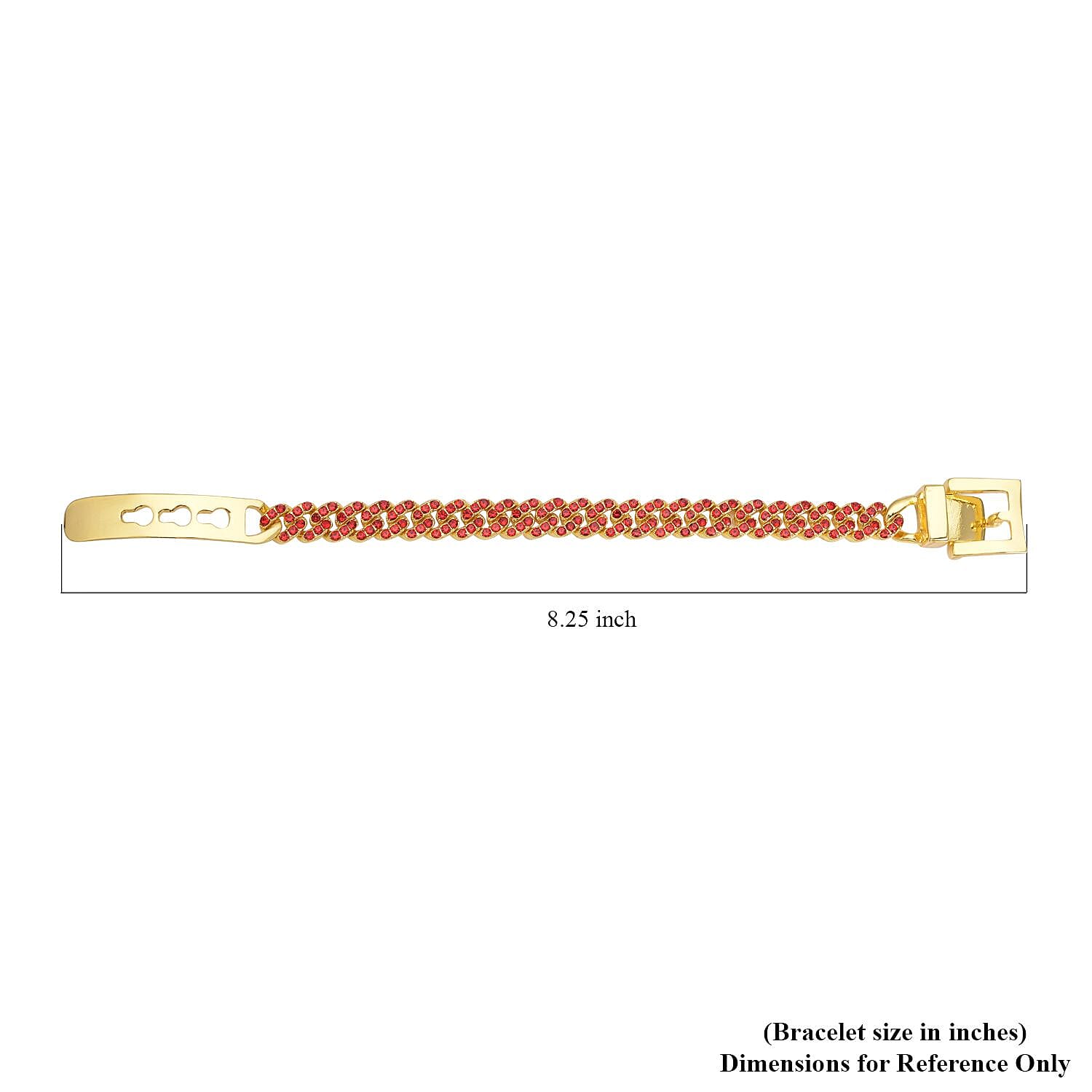 Red Color Austrian Crystal Bracelet in Goldtone (7.00 In)