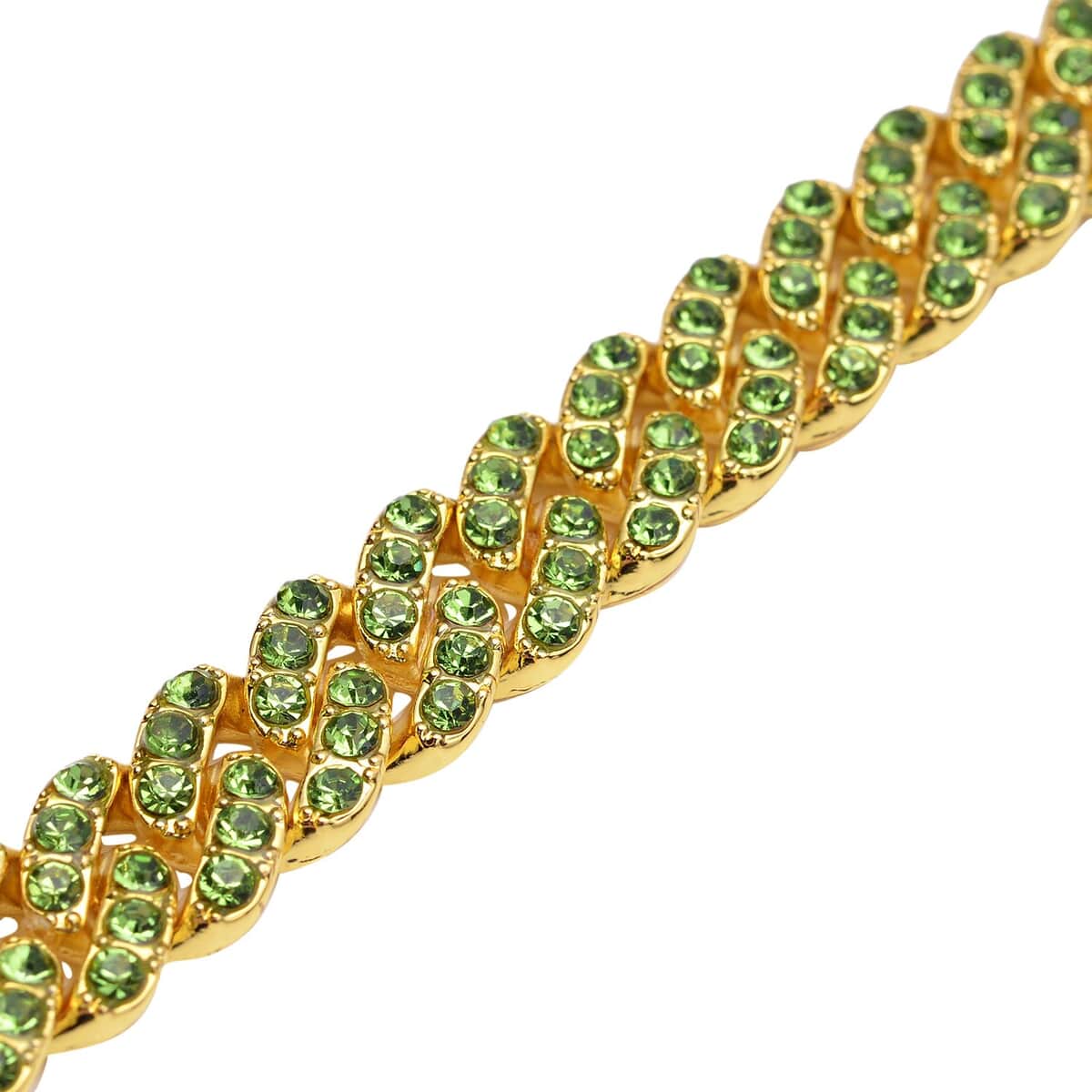Neon Green Austrian Crystal Bracelet in Goldtone (7.00 In) image number 2