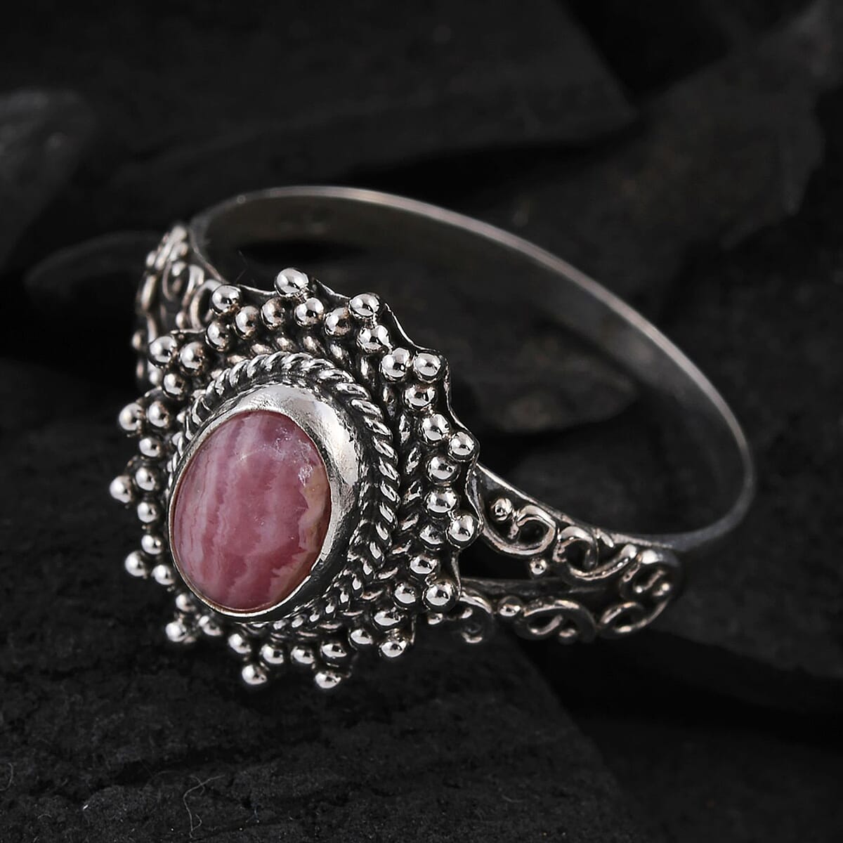 Bali Legacy Rhodochrosite Ring in Sterling Silver (Size 7.0) 2.00 ctw image number 1