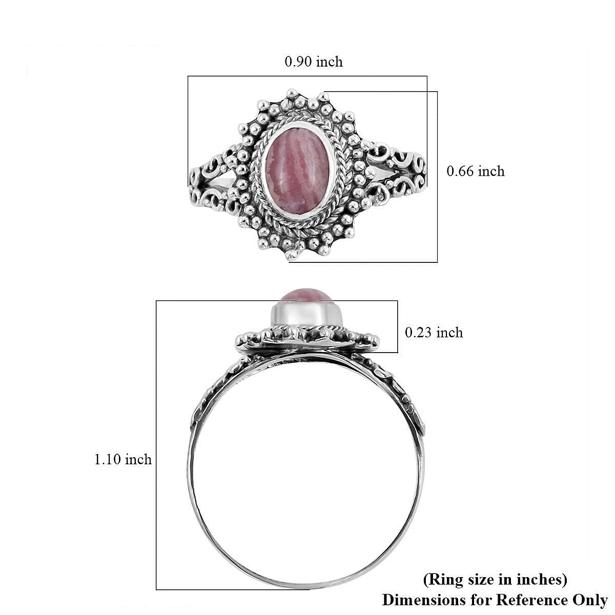 Bali Legacy Rhodochrosite Ring in Sterling Silver (Size 7.0) 2.00 ctw image number 5