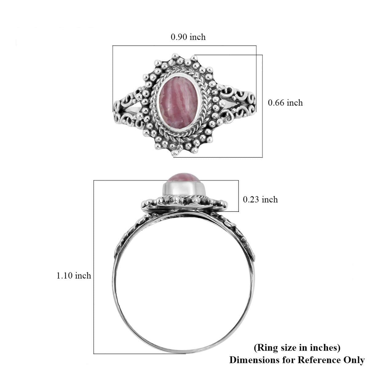 Mother’s Day Gift Bali Legacy Argentinian Rhodochrosite Ring in Sterling Silver (Size 8.0) 1.75 ctw image number 5