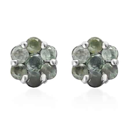 Narsipatnam Alexandrite Pressure Set Floral Stud Earrings in Platinum Over Sterling Silver 1.25 ctw image number 0