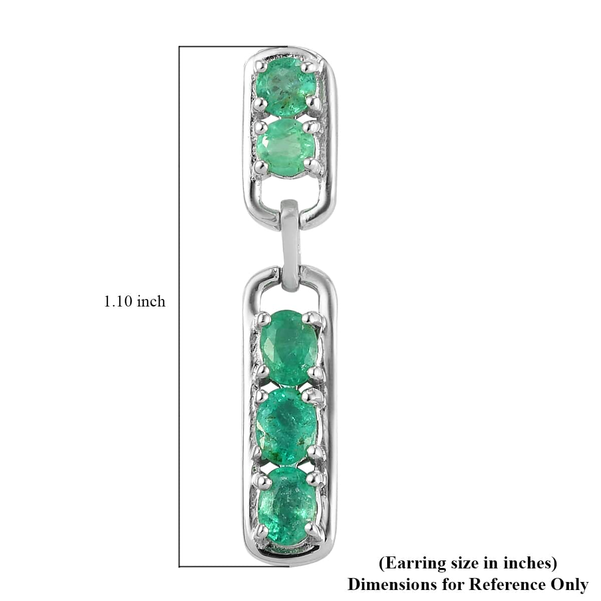 Boyaca Colombian Emerald Paper Clip Earrings in Platinum Over Sterling Silver 1.50 ctw image number 4