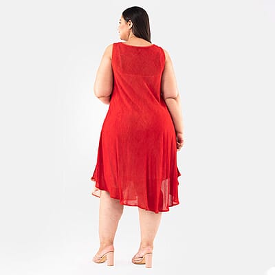 Tamsy Red Tie Dye Umbrella Dress - One Size Fits Most