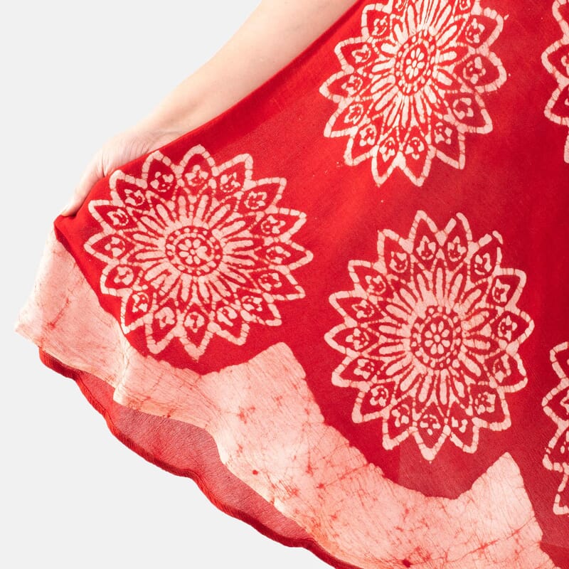 Tamsy Red Tie Dye Umbrella Dress - One Size Fits Most